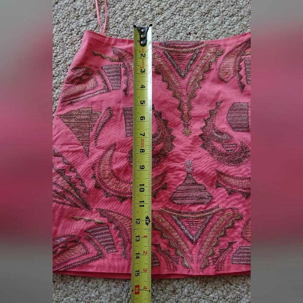 Francesca's 'blue Rain' pink with silver and gold Embroidered mini Skirt Size S - Picture 10 of 11